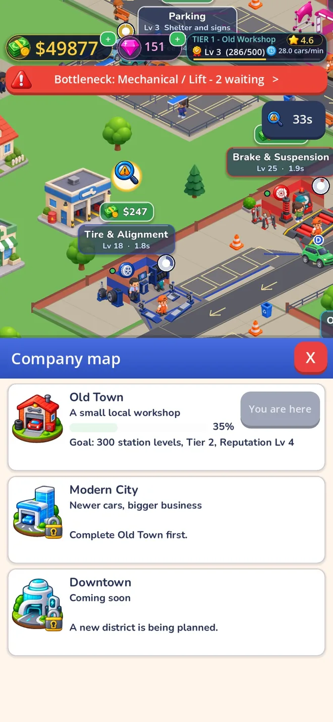 Expand your empire: a real screenshot of Auto Expert Tycoon