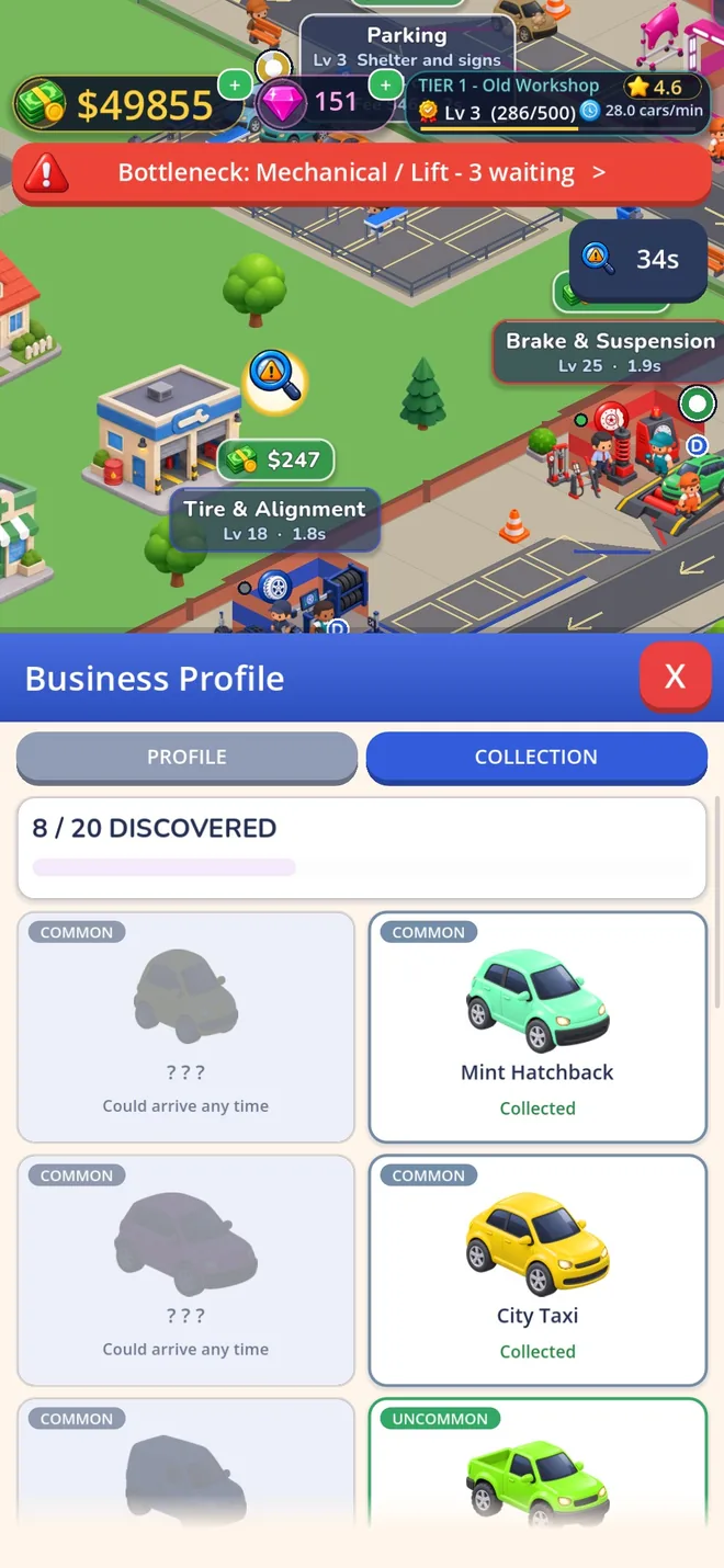 Discover special cars: a real screenshot of Auto Expert Tycoon