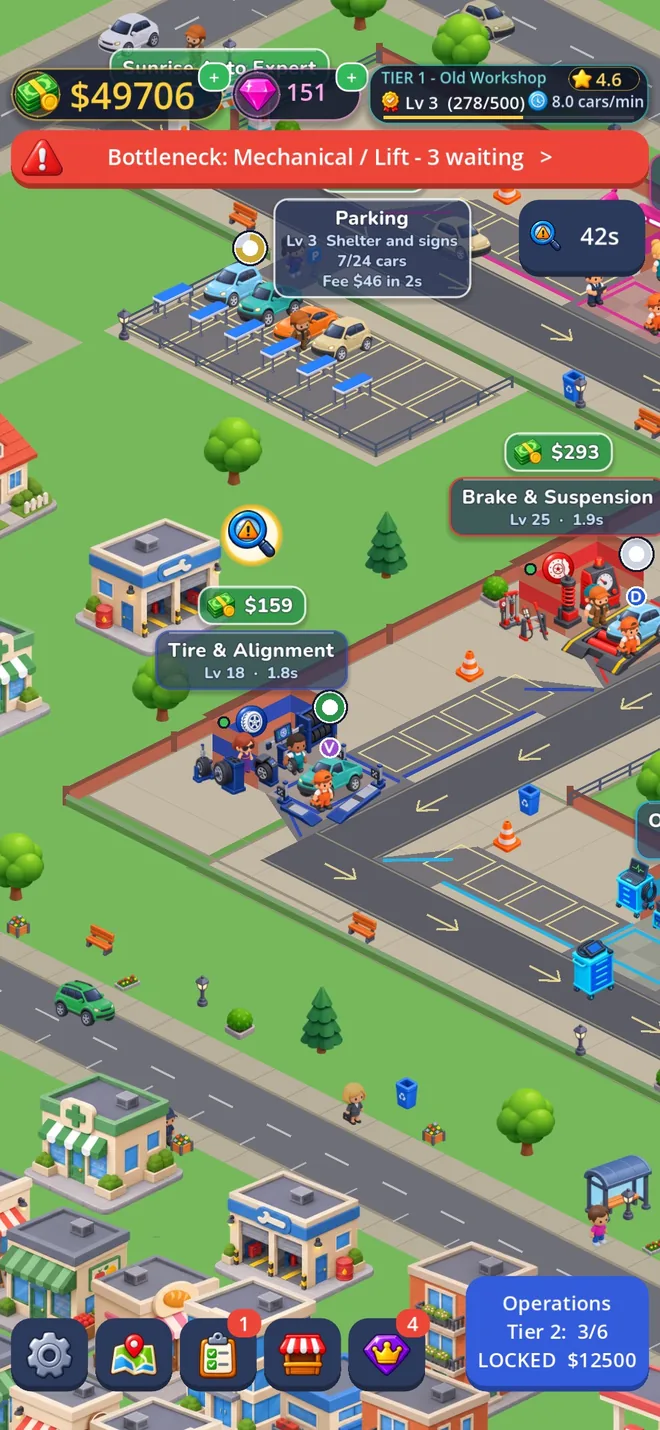 Build your business: a real screenshot of Auto Expert Tycoon
