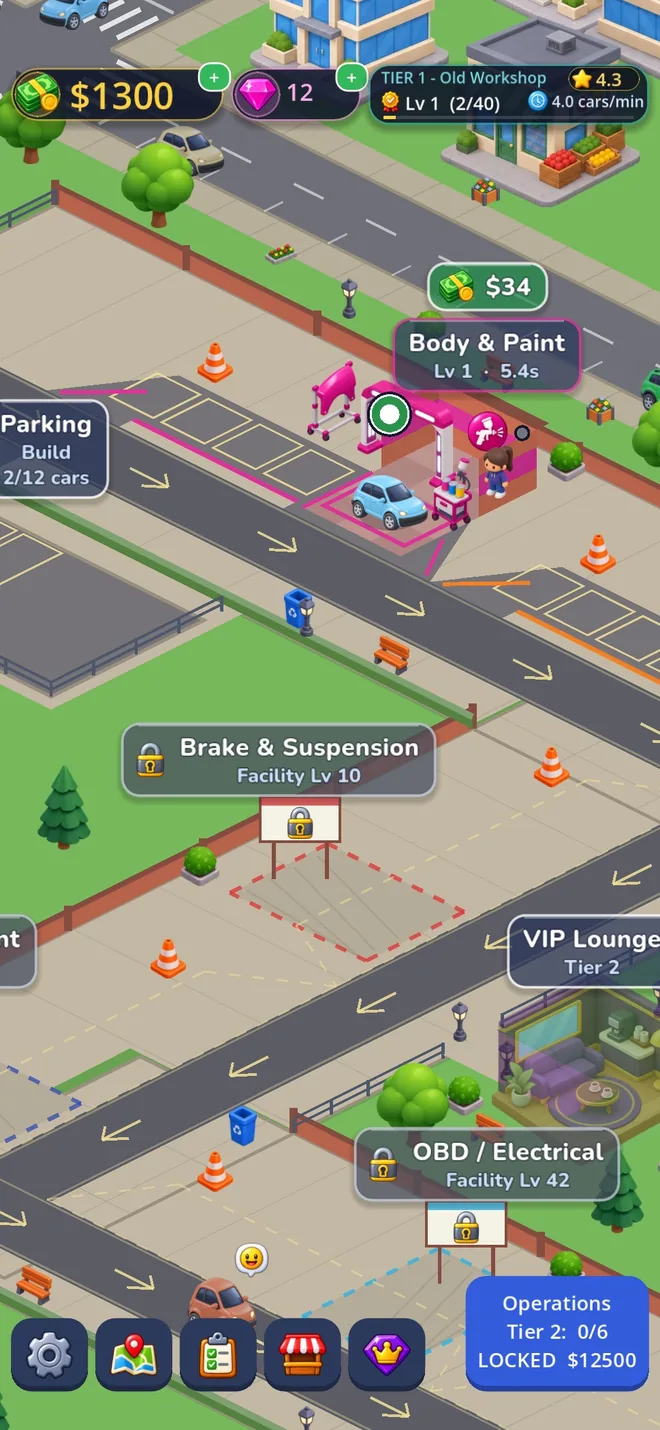 Start small: a real screenshot of Auto Expert Tycoon