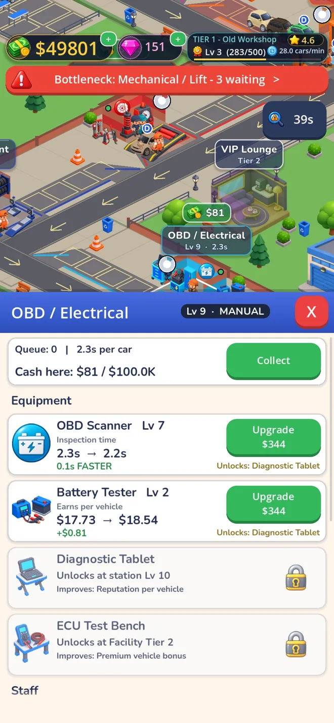 Upgrade and automate: a real screenshot of Auto Expert Tycoon