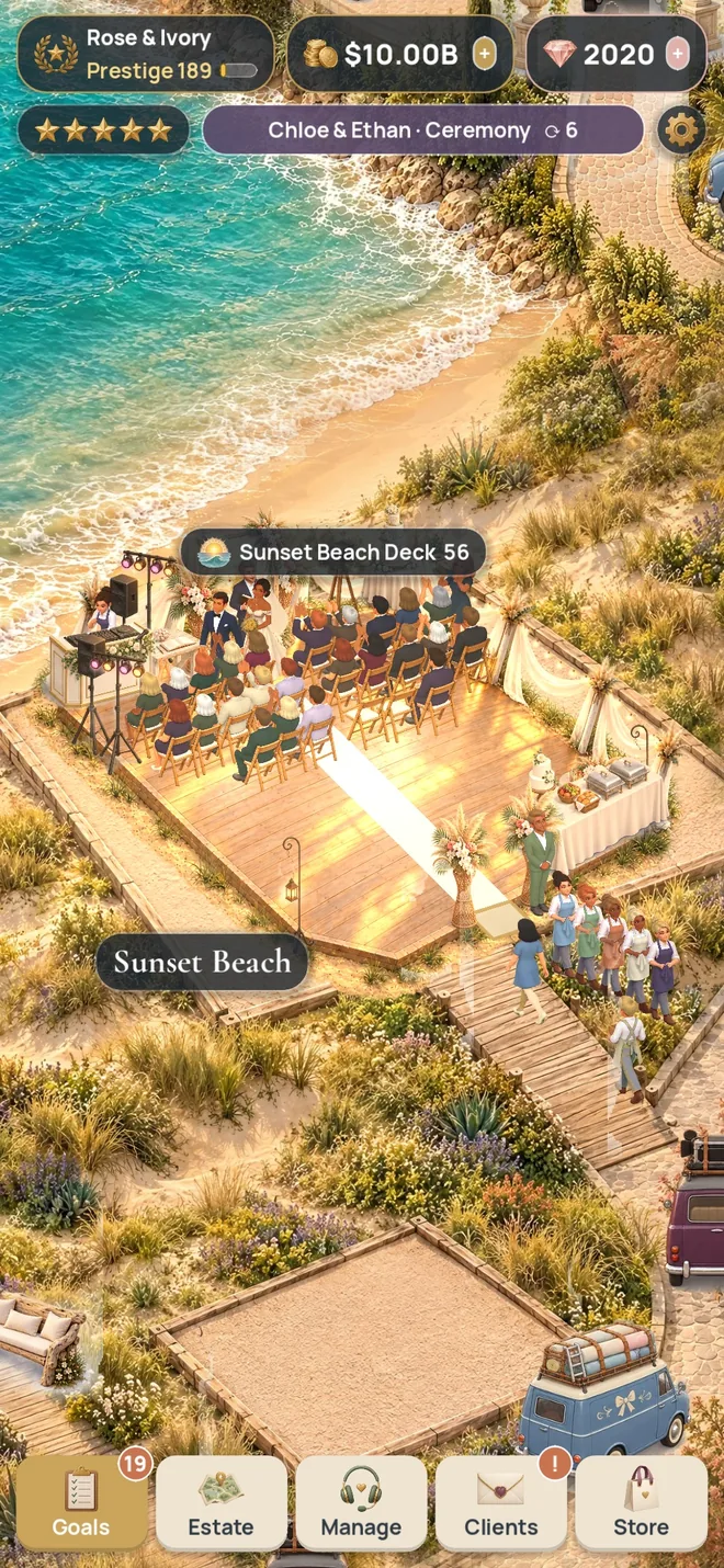 Follow the road: a real screenshot of Wedding Venue Tycoon