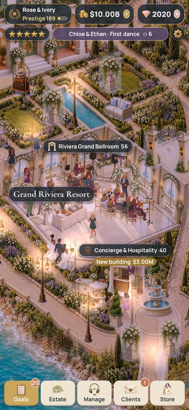 Follow the road: a real screenshot of Wedding Venue Tycoon